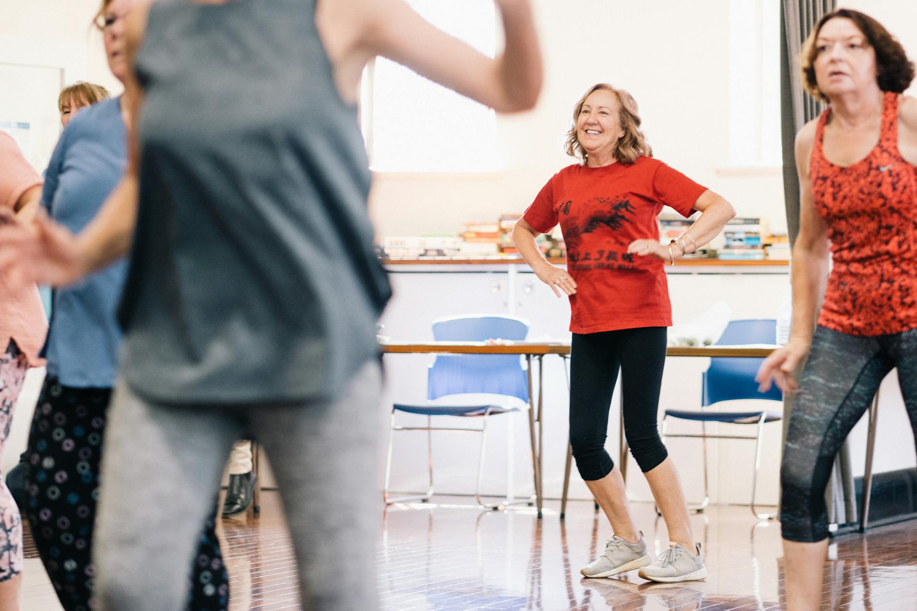 Residents exercising in a senior living community